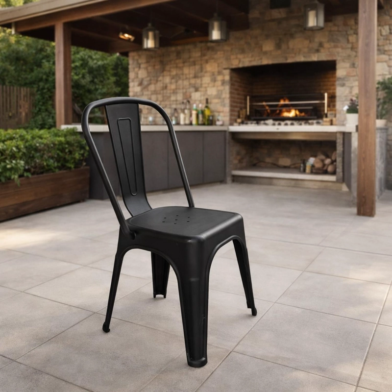 SILLA PLASTICO APILABLE DECO ASKA NEGRA ESCANDINAVIA - 5