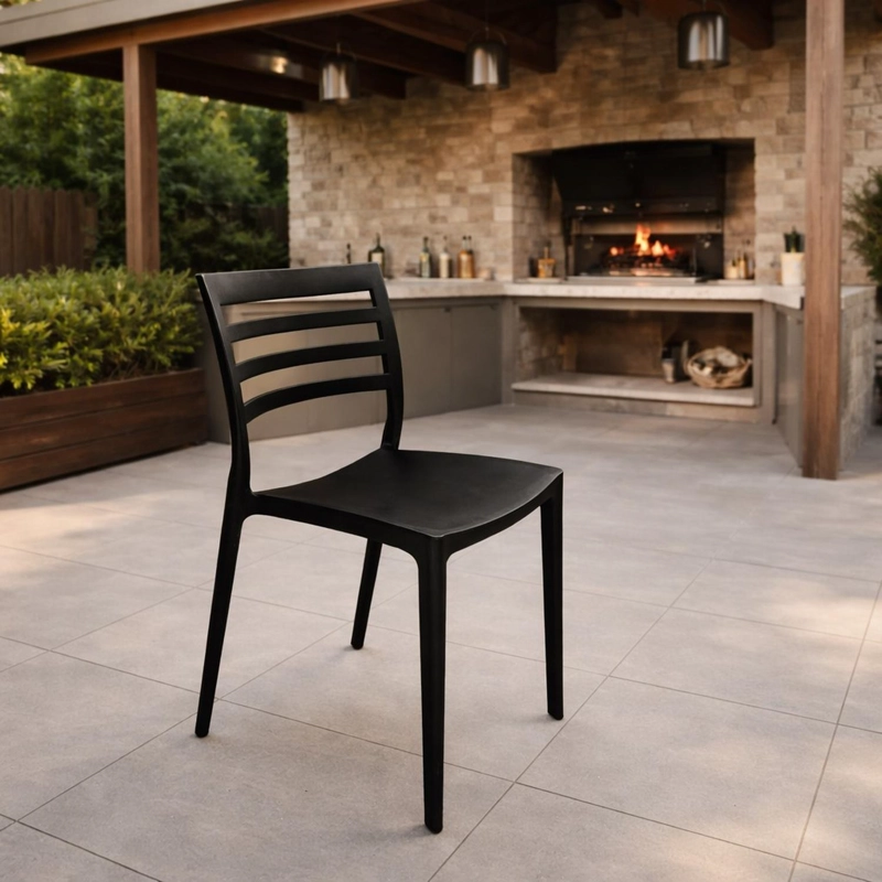 SILLA PLASTICO APILABLE DECO NYBRO NEGRA ESCANDINAVIA - 6
