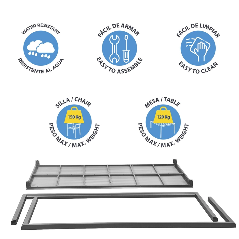 JUEGO COMEDOR TERRAZA 8 PERSONAS MESA 220X111CM GRIS NORTHWEST - 6