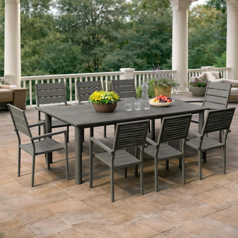 JUEGO COMEDOR TERRAZA 8 PERSONAS MESA 220X111CM GRIS NORTHWEST - 8