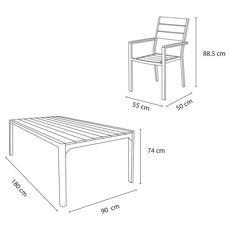 JUEGO COMEDOR TERRAZA 6 PERSONAS MESA 180X90CM BEIGE NORTHWEST - 3