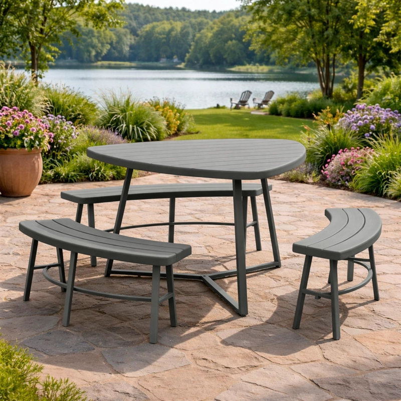 JUEGO COMEDOR TERRAZA 6 PERSONAS MESA 119X117CM BEIGE NORTHWEST - 1