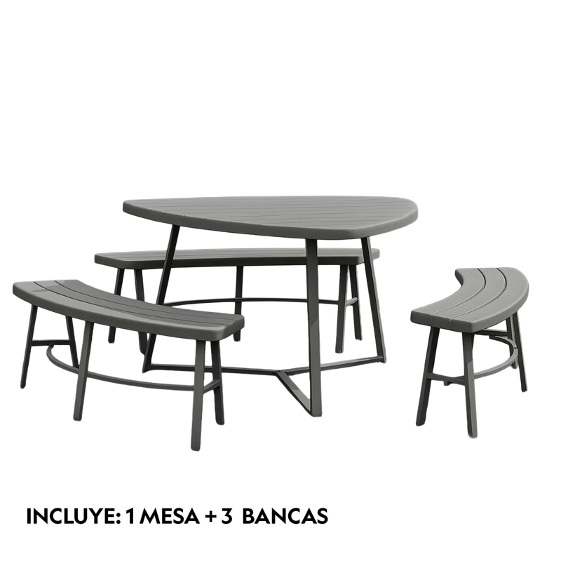 JUEGO COMEDOR TERRAZA 6 PERSONAS MESA 119X117CM BEIGE NORTHWEST - 2