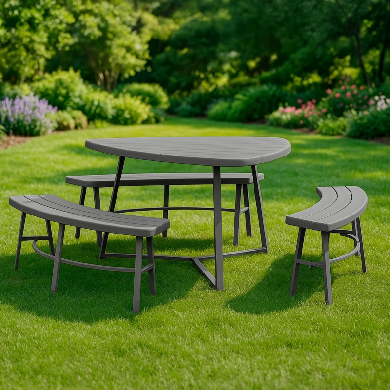 JUEGO COMEDOR TERRAZA 6 PERSONAS MESA 119X117CM BEIGE NORTHWEST - 8