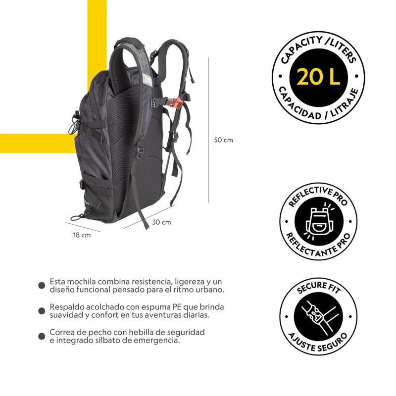 MOCHILA SAMBURU NEGRO 20 LITROS NATIONAL GEOGRAPHIC - 3