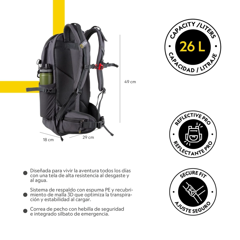 MOCHILA OVERLAND GRIS 26 LITROS NATIONAL GEOGRAPHIC - 3