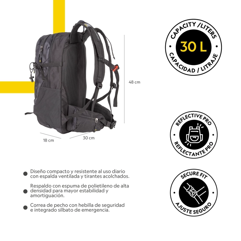 MOCHILA CROSS RIVER NEGRO 30 LITROS NATIONAL GEOGRAPHIC - 8