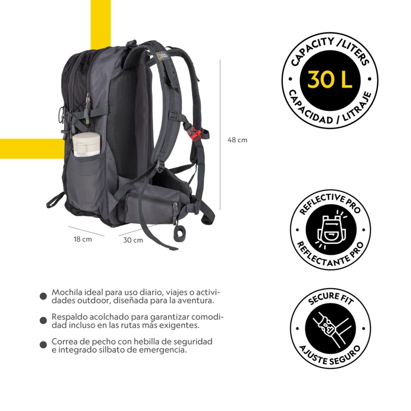 MOCHILA CROSS RIVER GRIS 30 LITROS NATIONAL GEOGRAPHIC - 3