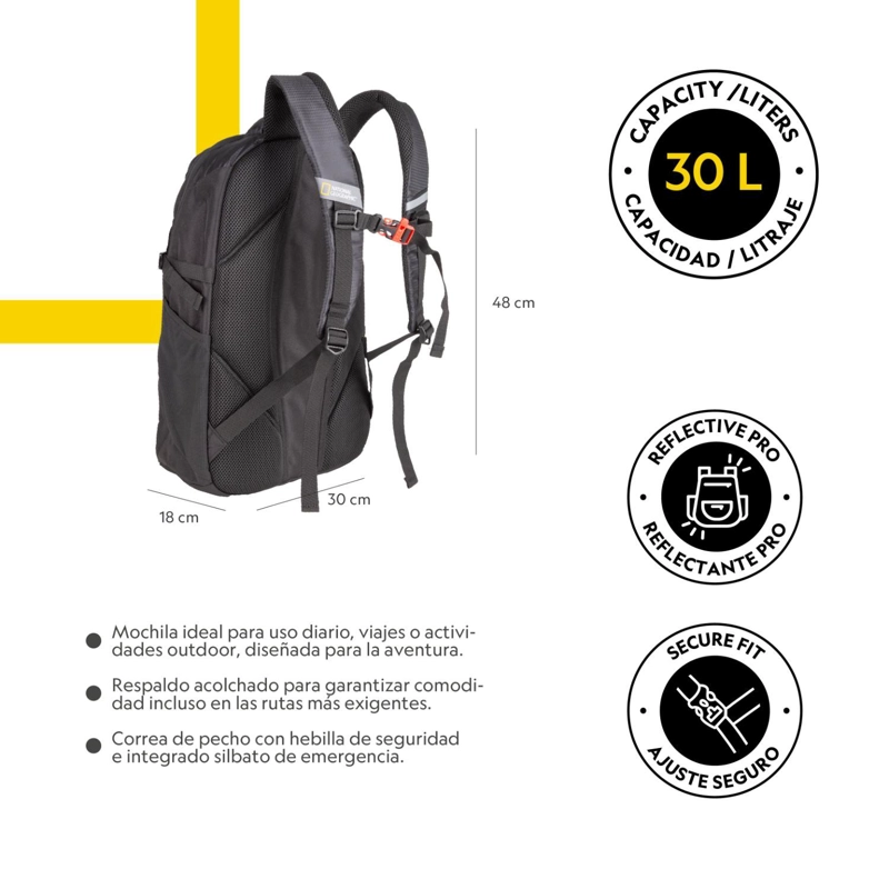 MOCHILA FORT MYER NEGRO 30 LITROS NATIONAL GEOGRAPHIC - 3
