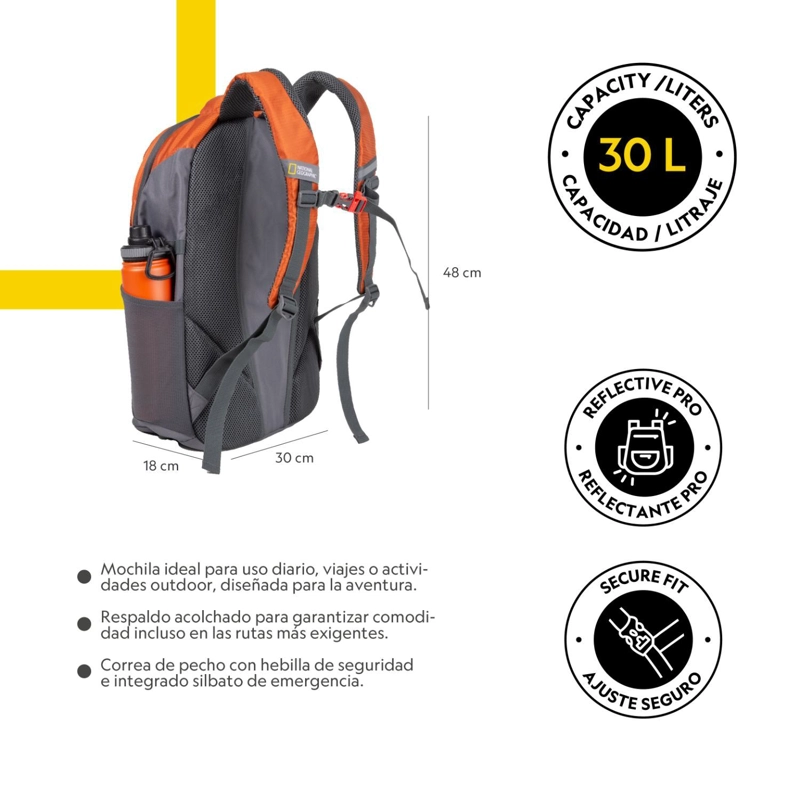 MOCHILA FORT MYER NARANJO 30 LITROS NATIONAL GEOGRAPHIC - 3