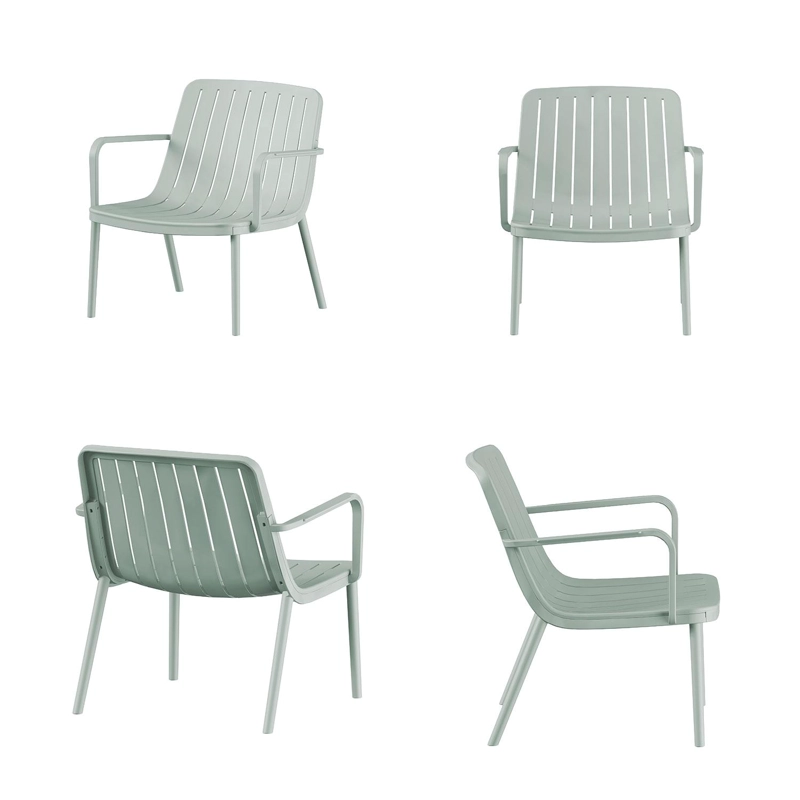 SET JUEGO TERRAZA PLASTICO SILLAS SOFA MESA 4 PERSONAS VERDE - 5