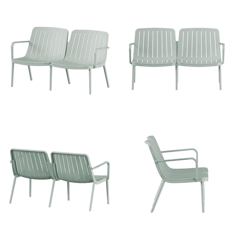 SET JUEGO TERRAZA PLASTICO SILLAS SOFA MESA 4 PERSONAS VERDE - 6