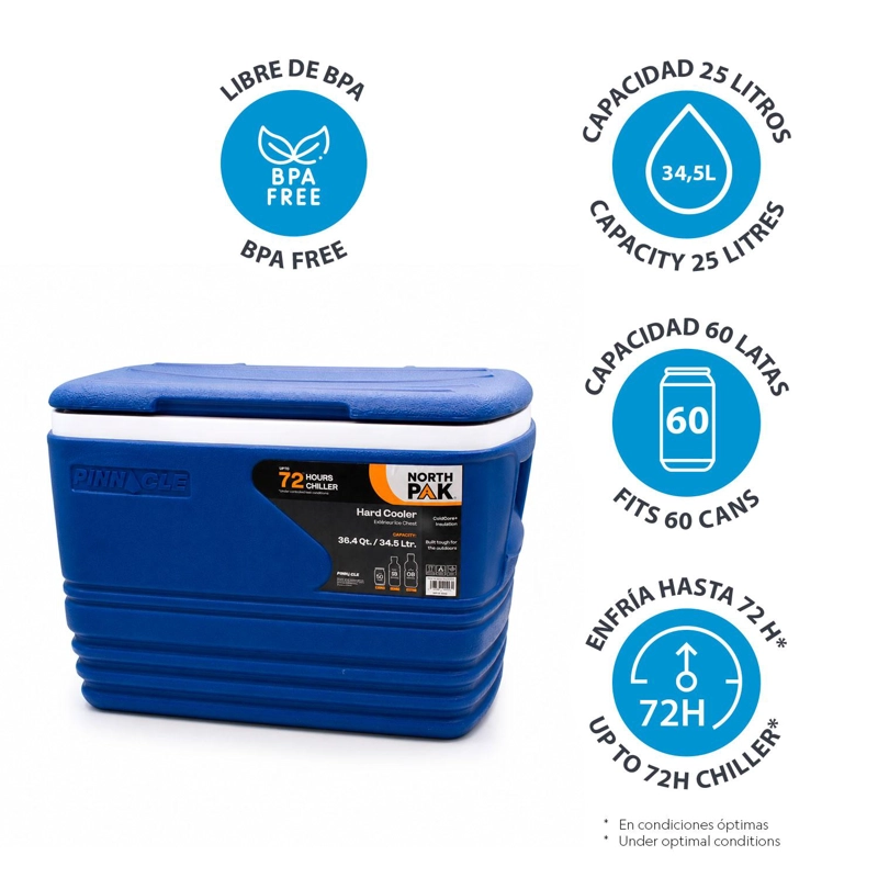 COOLER NEVERA PORTATIL ESKIMO 34.5 LITROS AZUL NORTHPAK - 5