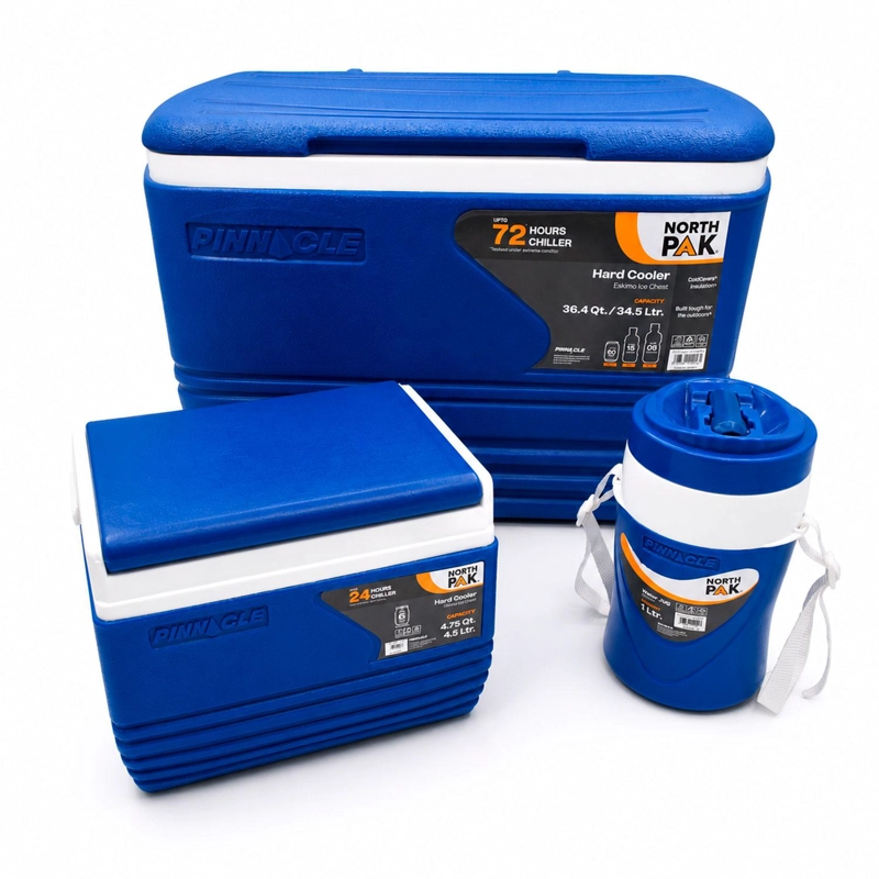 COMBO SET COOLER 3 PIEZAS 34L + 4.5L + 1L AZUL NORTHPAK - 1