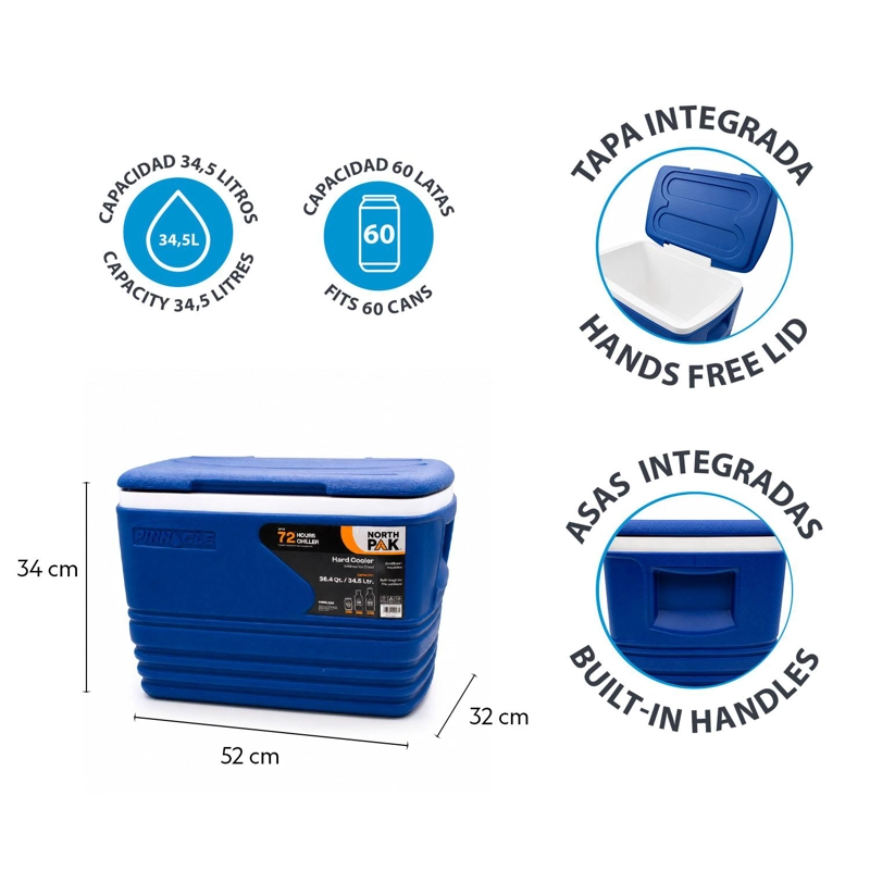 COMBO SET COOLER 3 PIEZAS 34L + 4.5L + 1L AZUL NORTHPAK - 8
