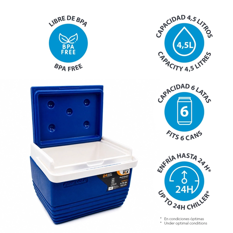 COOLER NEVERA PORTATIL ESKIMO 4.5 LITROS AZUL NORTHPAK - 4