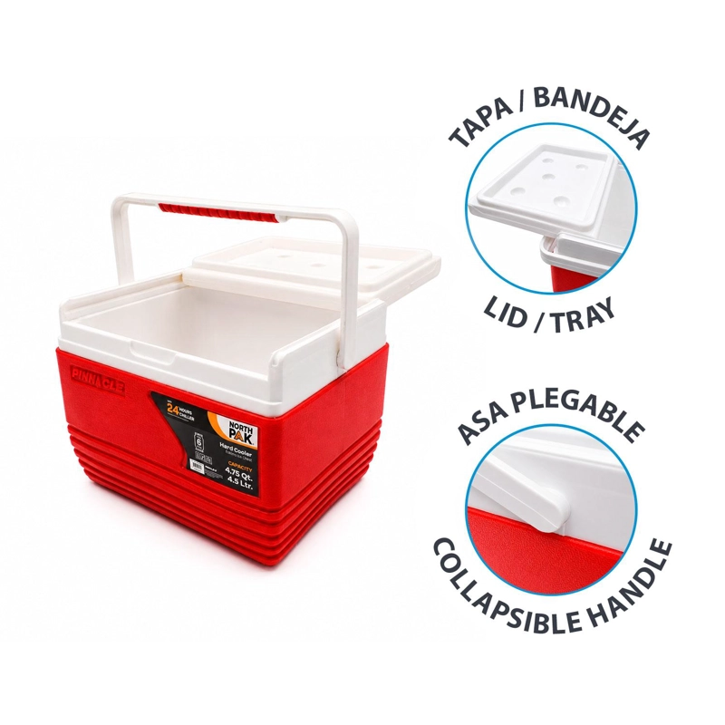 COOLER NEVERA PORTATIL ESKIMO 4.5 LITROS ROJO NORTHPAK - 5