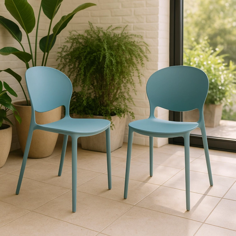 SILLA PLASTICO APILABLE DECO BERLIN AZUL ESCANDINAVIA - 2