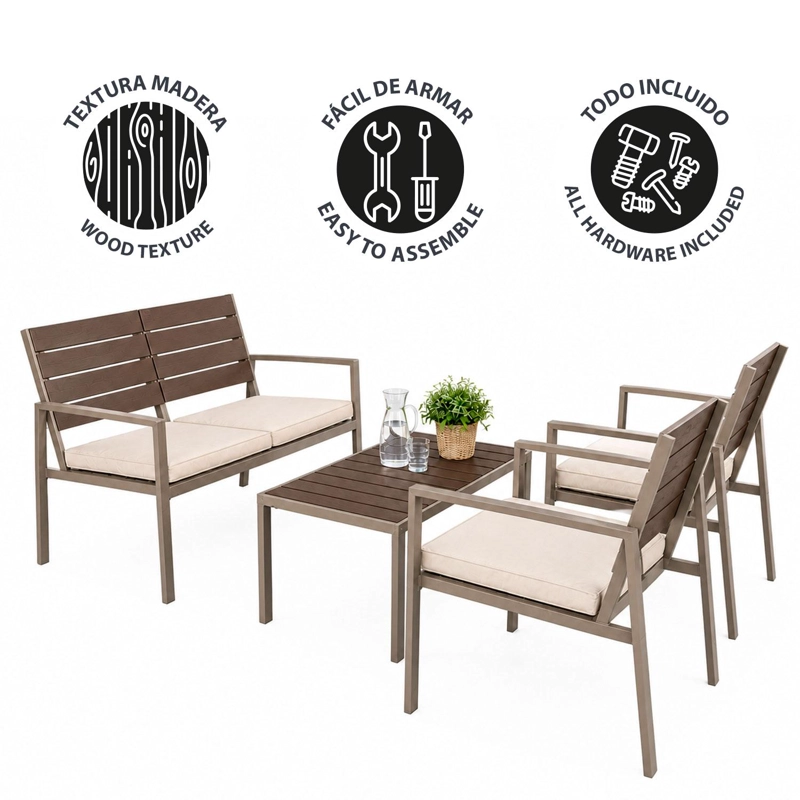 JUEGO SET TERRAZA MILOS 4 PERSONAS CON COJIN NORTHWEST - 8