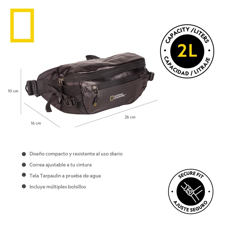 BANANO ROBSON NEGRO 2 LITROS 2 BOLSILLOS NATIONAL GEOGRAPHIC - 6