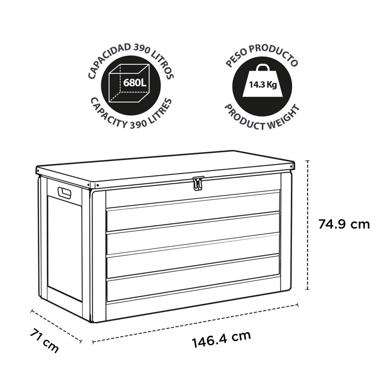 BAUL BODEGA CAJA ALMACENAJE 680L GRIS OSCURO NORTHWEST - 4
