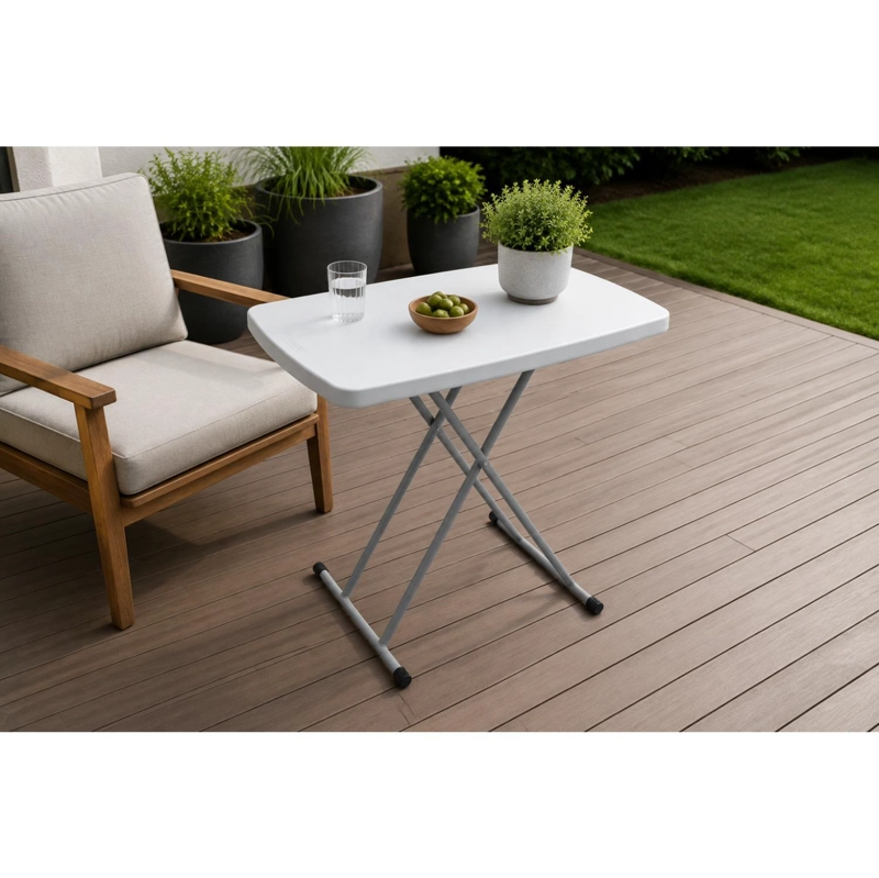 MESA PLEGABLE RECTANGULAR 77.5X50CM GRIS - ALTURA AJUSTABLE - 2