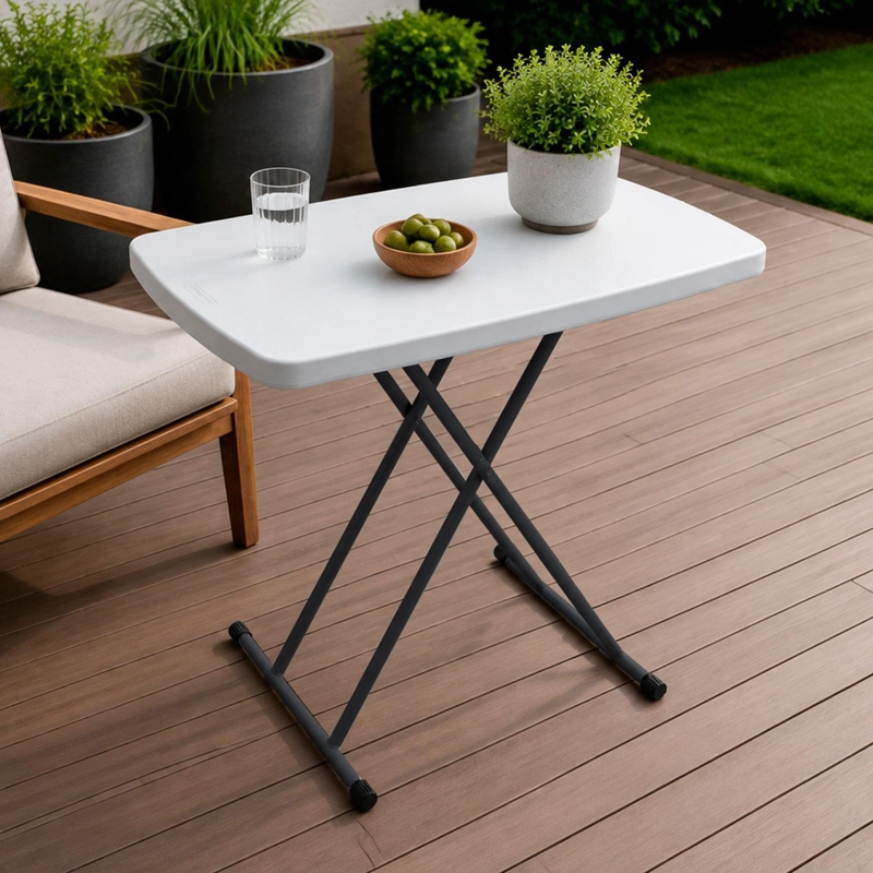 MESA PLEGABLE RECTANGULAR 77.5X50CM GRIS - ALTURA AJUSTABLE - 6