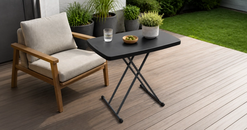 MESA PLEGABLE RECTANGULAR 77.5X50CM BEIGE - ALTURA AJUSTABLE - 1