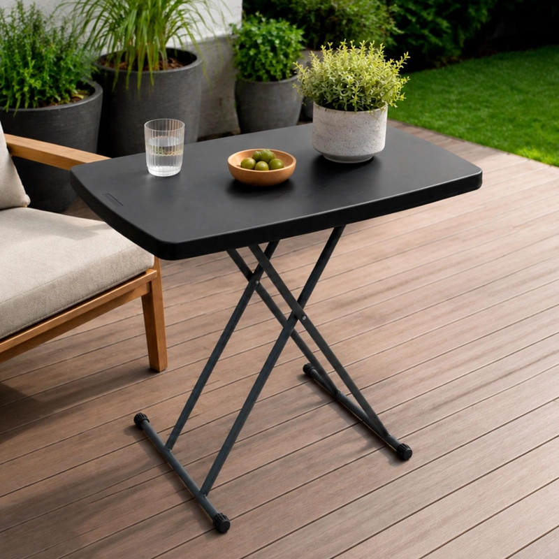 MESA PLEGABLE RECTANGULAR 77.5X50CM BEIGE - ALTURA AJUSTABLE - 6