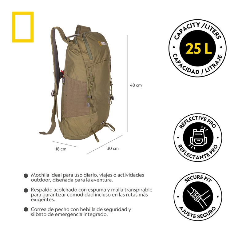 MOCHILA MICHIGAN VERDE 25 LITROS NATIONAL GEOGRAPHIC - 7
