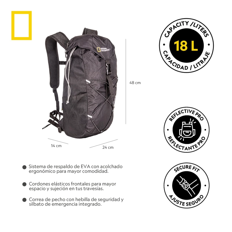 MOCHILA LOGAN NEGRO 18 LITROS NATIONAL GEOGRAPHIC - 8