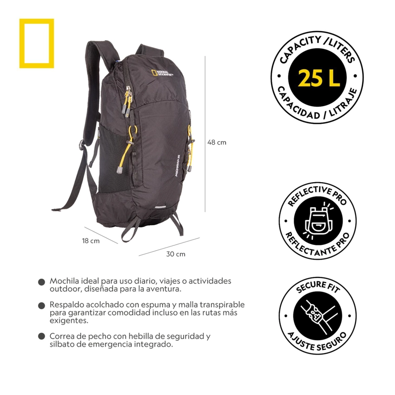 MOCHILA MICHIGAN NEGRO 25 LITROS NATIONAL GEOGRAPHIC - 8