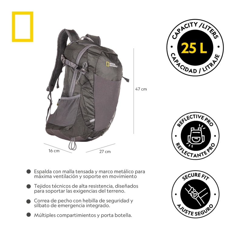 MOCHILA NEW FOREST GRIS 25 LITROS NATIONAL GEOGRAPHIC - 9
