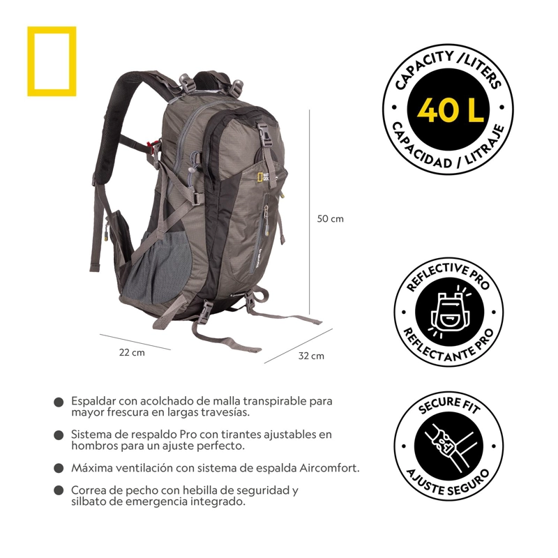 MOCHILA THAMES GRIS 40 LITROS NATIONAL GEOGRAPHIC - 5
