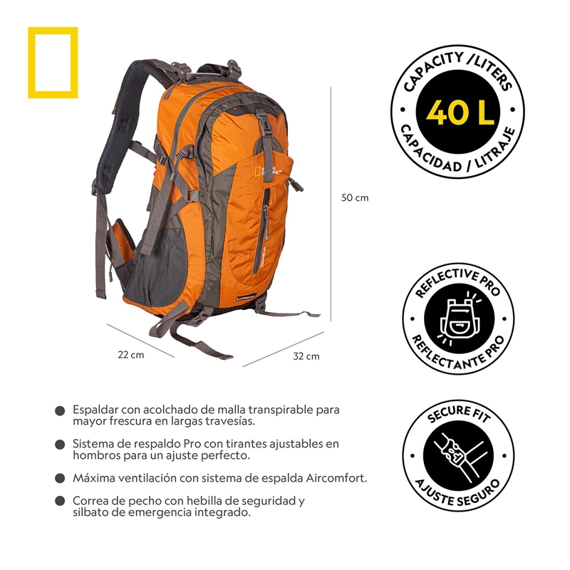 MOCHILA THAMES NARANJO 40 LITROS NATIONAL GEOGRAPHIC - 8
