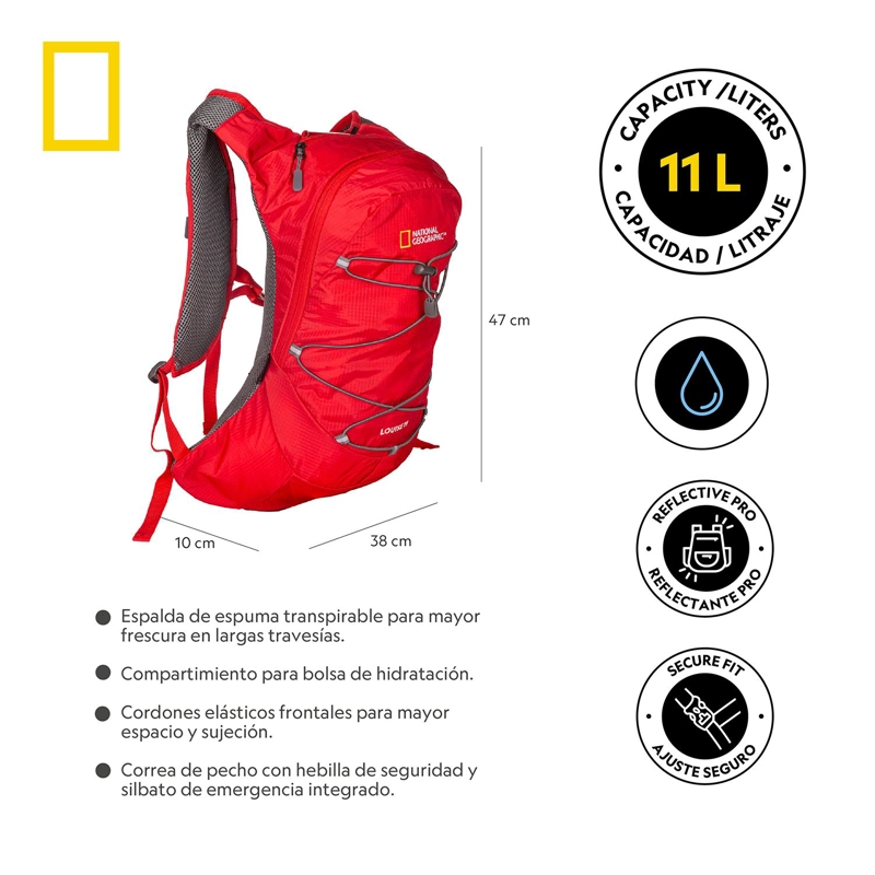 MOCHILA HIDRATACION LOUISE ROJO 11L NATIONAL GEOGRAPHIC - 8