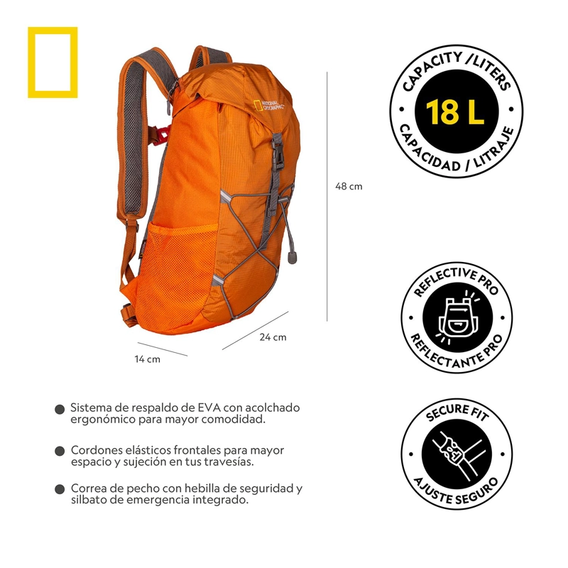 MOCHILA LOGAN NARANJO 18 LITROS NATIONAL GEOGRAPHIC - 8