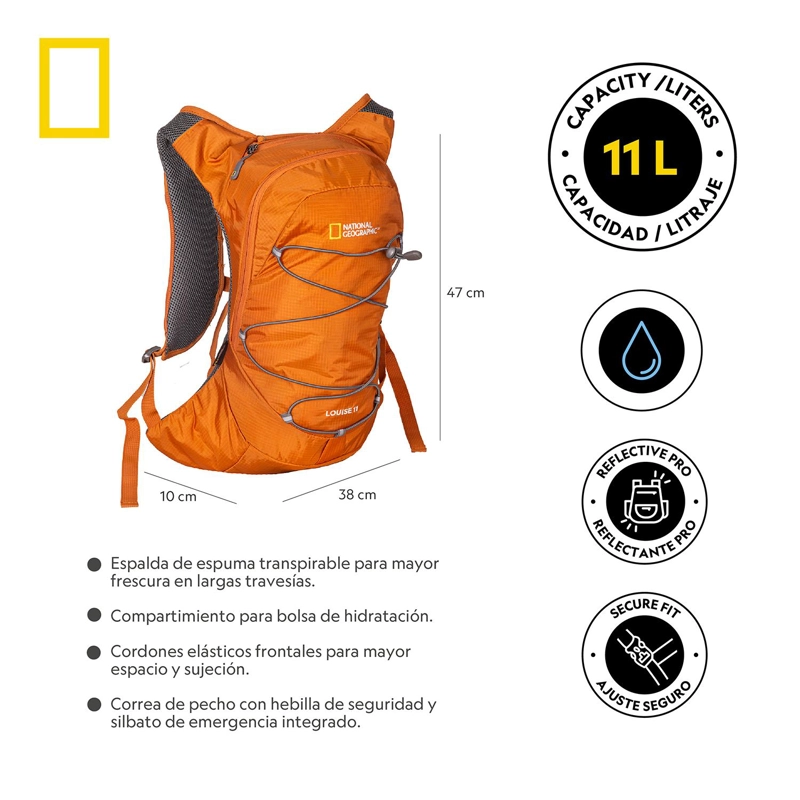 MOCHILA HIDRATACION LOUISE NARANJA 11L NATIONAL GEOGRAPHIC - 5