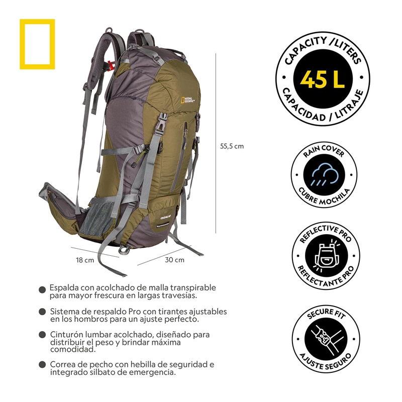 MOCHILA MOUNT KENYA VERDE 45 LITROS NATIONAL GEOGRAPHIC - 8