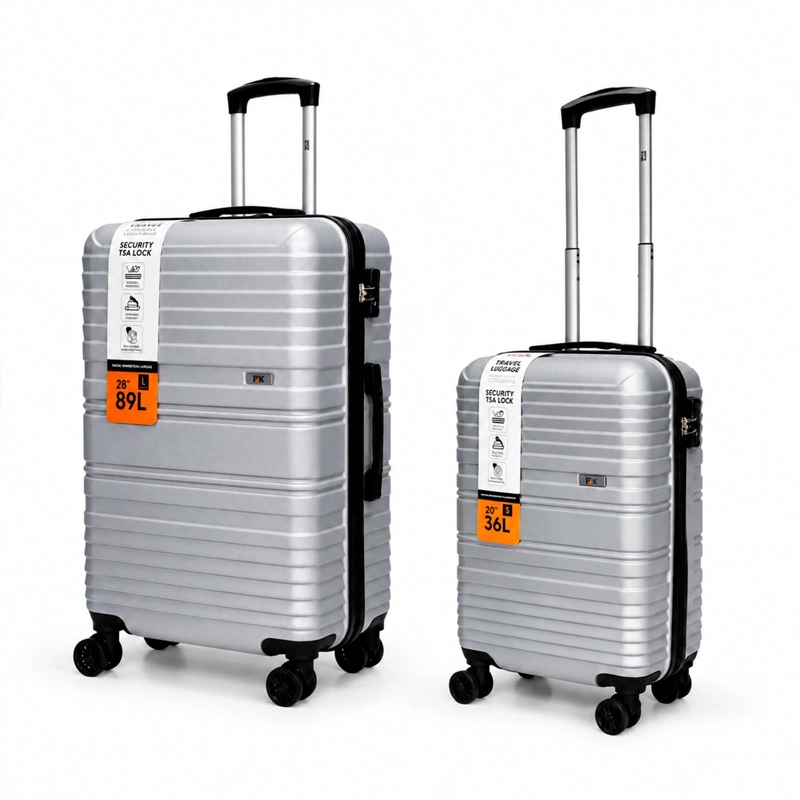 SET 2 MALETAS NORTHPAK RESISTENTE ULTRALIVIANA 20'+28' PLATA - 1