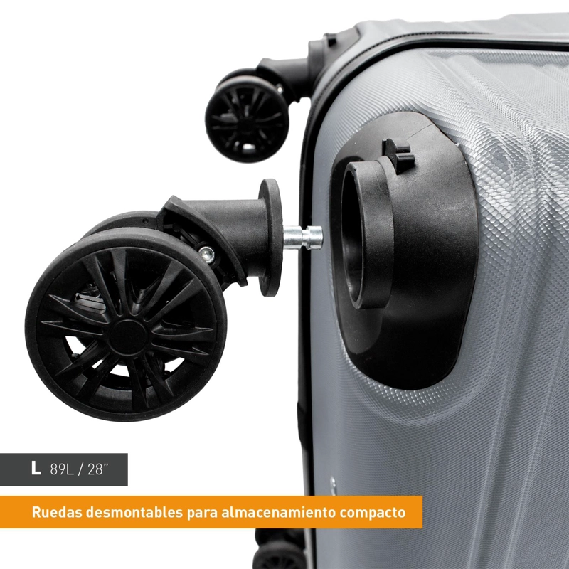SET 2 MALETAS NORTHPAK RESISTENTE ULTRALIVIANA 20'+28' PLATA - 5