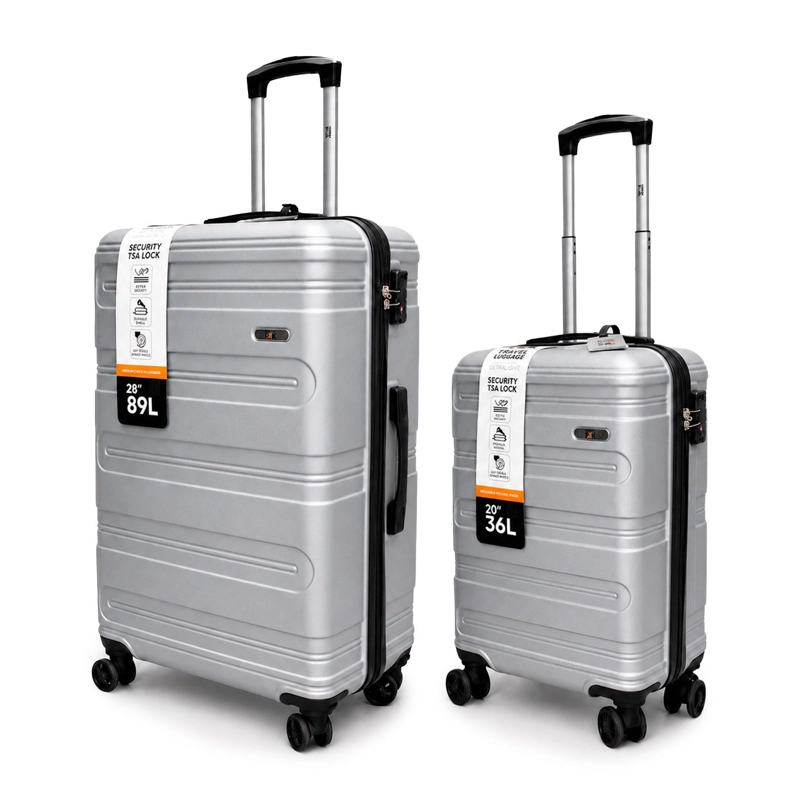 SET 2 MALETAS NORTHPAK RESISTENTE ULTRALIVIANA 20'+28' PLATA - 1