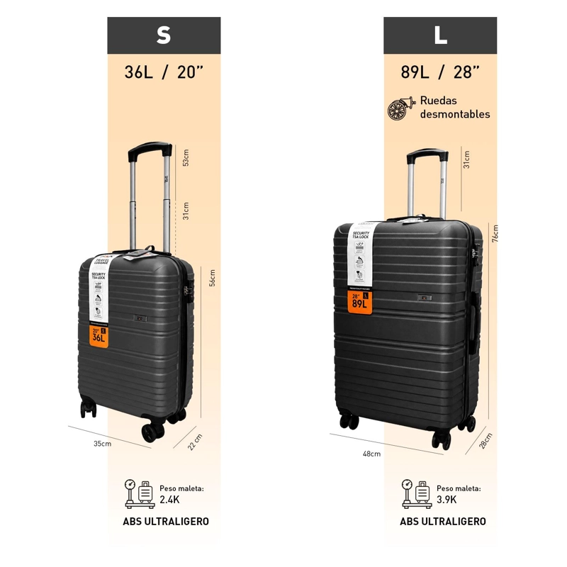 SET 2 MALETAS NORTHPAK RESISTENTE ULTRALIVIANA 20'+28' GRIS - 7
