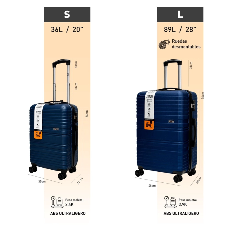 SET 2 MALETAS NORTHPAK RESISTENTE ULTRALIVIANA 20'+28' AZUL - 7