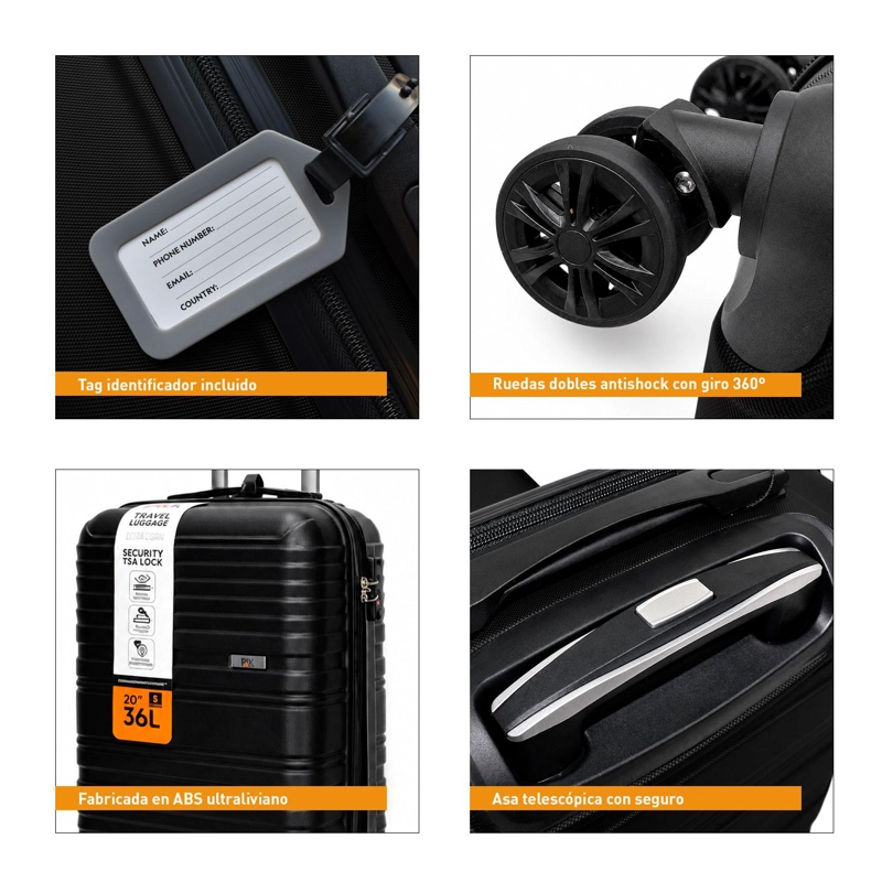 SET 2 MALETAS NORTHPAK RESISTENTE ULTRALIVIANA 20'+28' NEGRO - 4