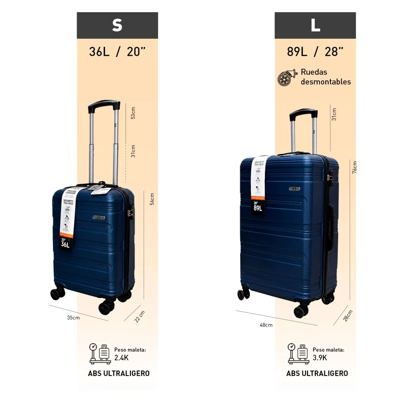 SET 2 MALETAS NORTHPAK RESISTENTE ULTRALIVIANA 20'+28' AZUL - 7