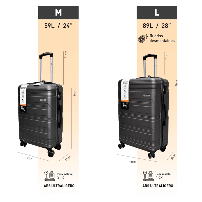 SET 2 MALETAS NORTHPAK RESISTENTE ULTRALIVIANA 24'+28' GRIS - 7