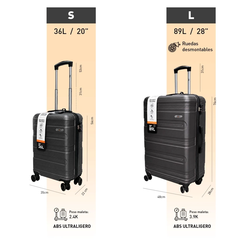 SET 2 MALETAS NORTHPAK RESISTENTE ULTRALIVIANA 20'+28' GRIS - 7
