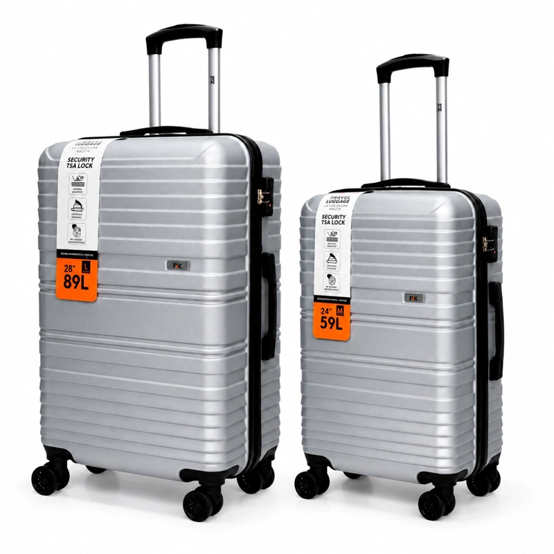 SET 2 MALETAS NORTHPAK RESISTENTE ULTRALIVIANA 24'+28' PLATA - 1