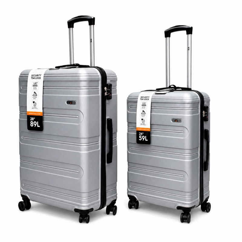 SET 2 MALETAS NORTHPAK RESISTENTE ULTRALIVIANA 24'+28' PLATA - 1